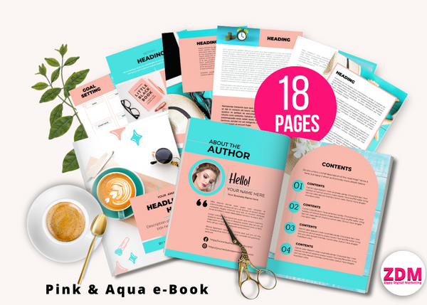 Aqua and Pink Lead Magnet E-Book Templates