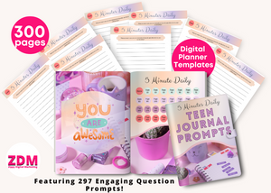 Adaptable Daily Mindfulness Journal / Planner Templates for Teens - Featuring 297 Engaging Question Prompts