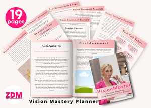 Vision Mastery Planner: Crafting a Compelling Vision Statement - Customizable Canva Templates