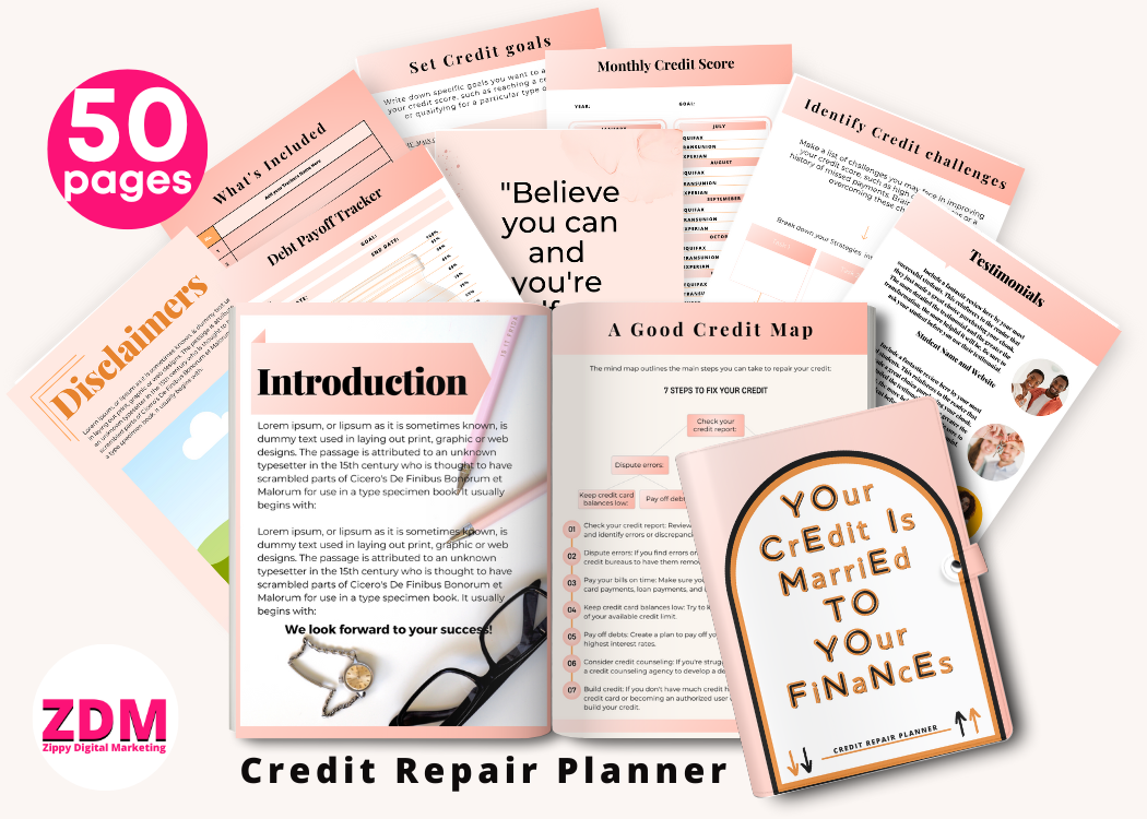 Your Credit is Married to Your Finances Canva Planner Templates with Resell Rights