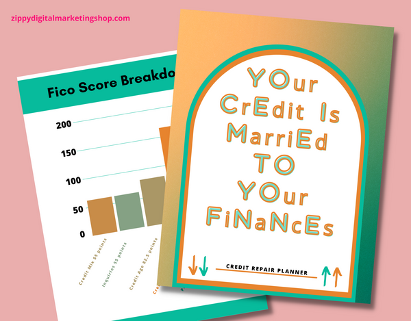 Your Credit is Married to Your Finances Canva Planner Templates with Resell Rights