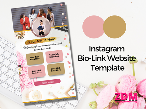 Pink And Gold Instagram Bio Link Website Template