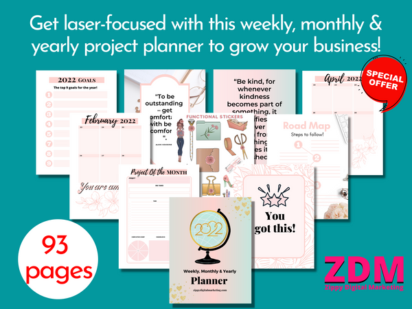 Editable 2023 Weekly And Monthly Project Planner For Business Owners