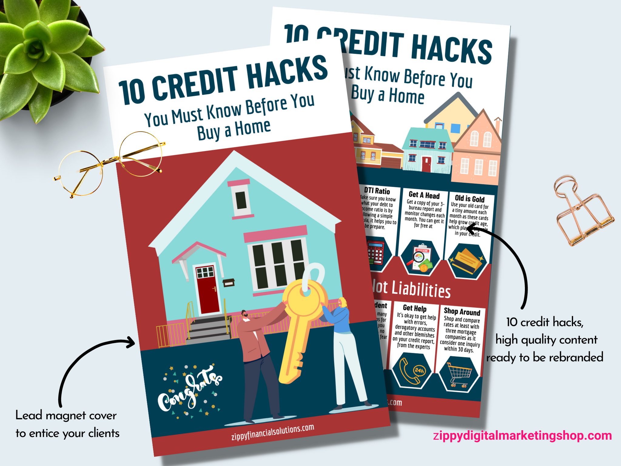 10 Credit Hacks Before You Buy A Home Two-Page High Converting Lead Magnet / Infographics