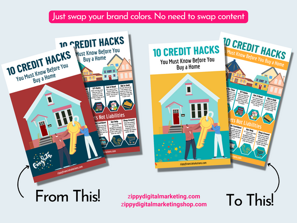 10 Credit Hacks Before You Buy A Home Two-Page High Converting Lead Magnet / Infographics