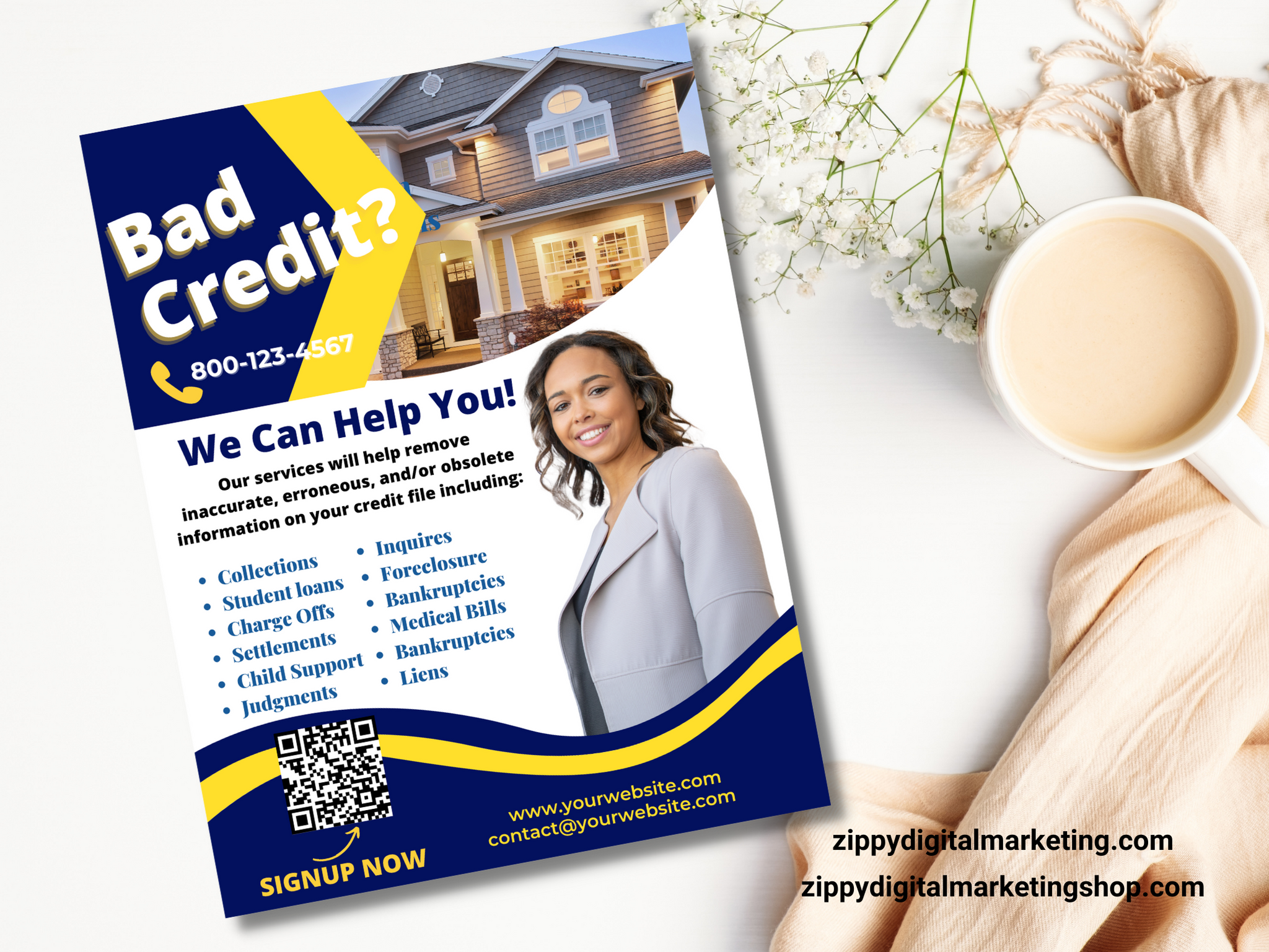 Editable & Stylish Credit Repair Flyer For Small Business Owners