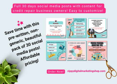 30 Day Social Media Content Template Pack For CROS | Business Owners