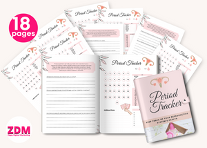 Period Tracker Planner Templates With Resell Rights | 12 Month Period Tracker With Questions